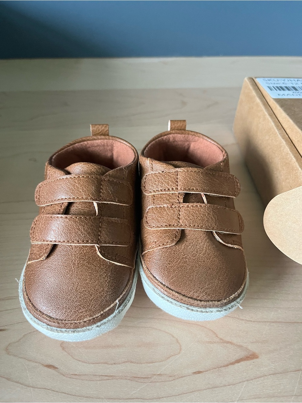 Kids Tan Brown Velcro Sneakers